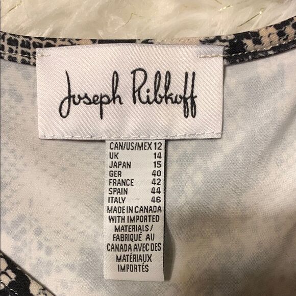 Joseph Ribkoff Black and Tan Relaxed 3/4 Sleeve Blouse. Very stretchy - Picture 5 of 10